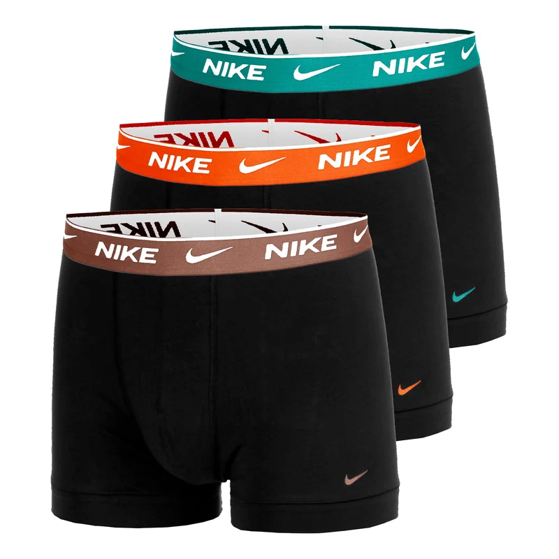 Essential Cotton Stretch Trunk Boxer Short 3er Pack Herren - schwarz, orange