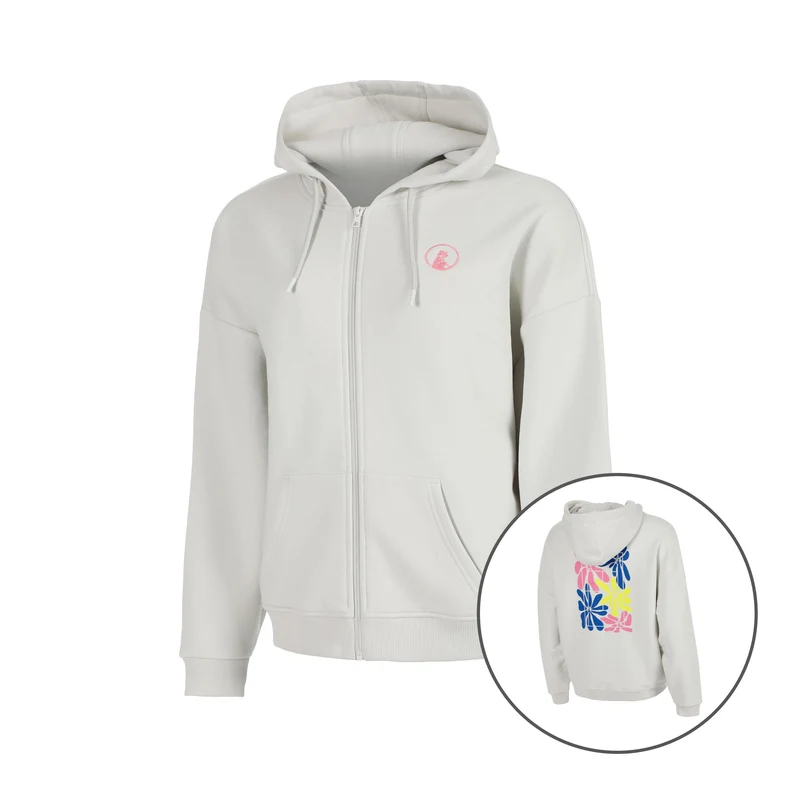 Crush Palm Court Sweatjacke Mädchen-hellgrau, neonpink
