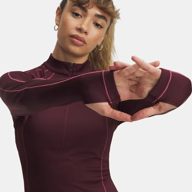 Cold Gear Textured 1/2 Zip Longsleeve Damen - berry