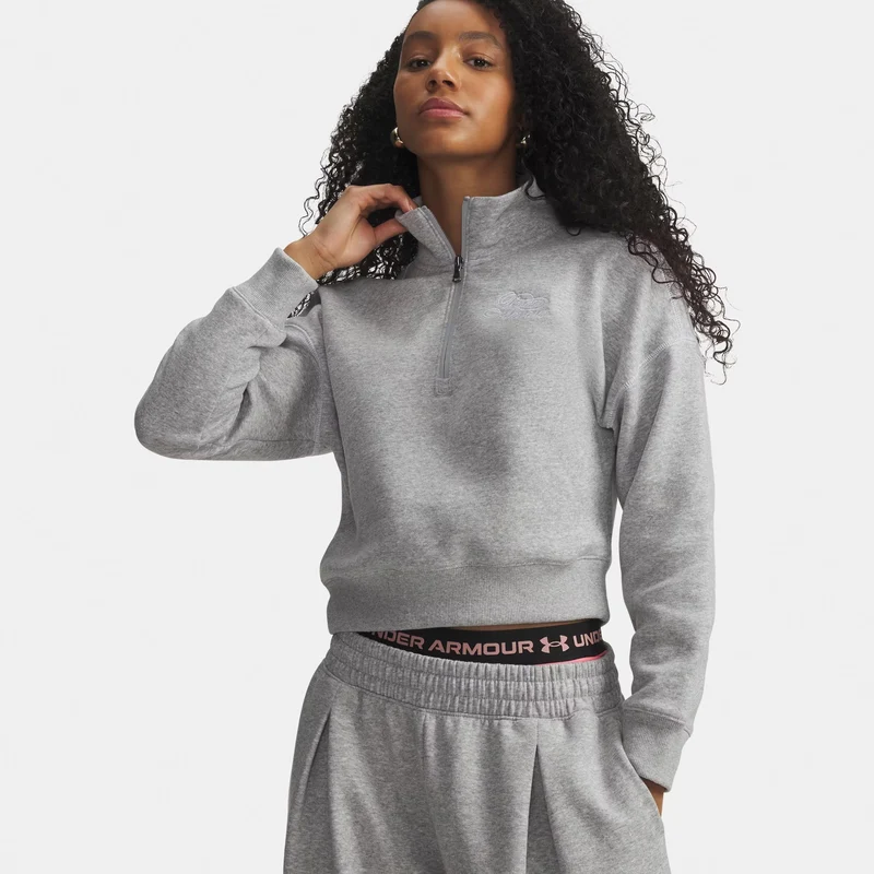Rival Fleece Script Halfzip Sweatshirt Damen - grau, weiß