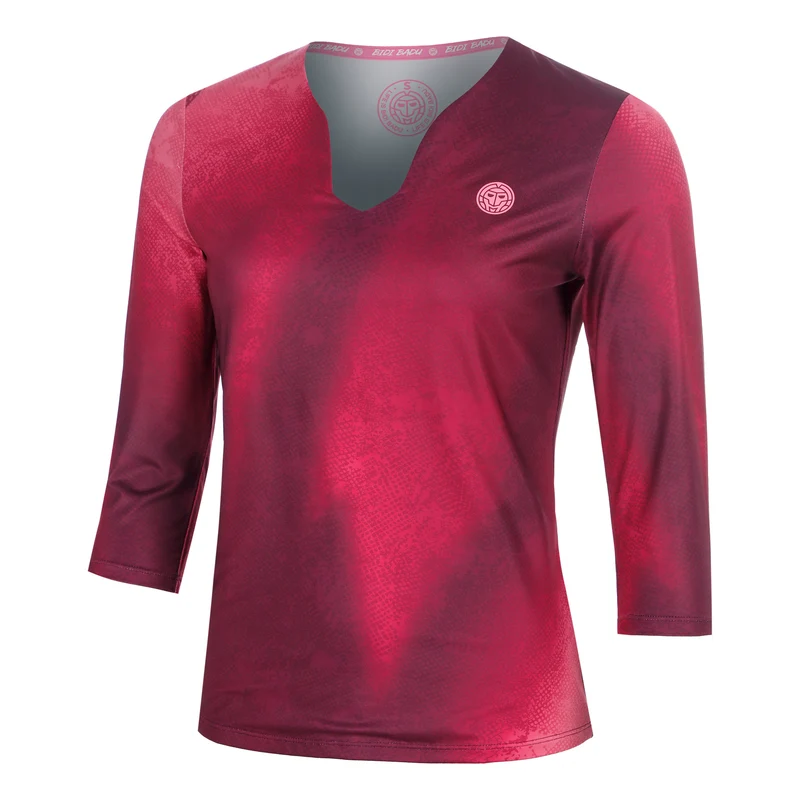Freeze Out V-Neck Printed Longsleeve Damen - dunkelrot