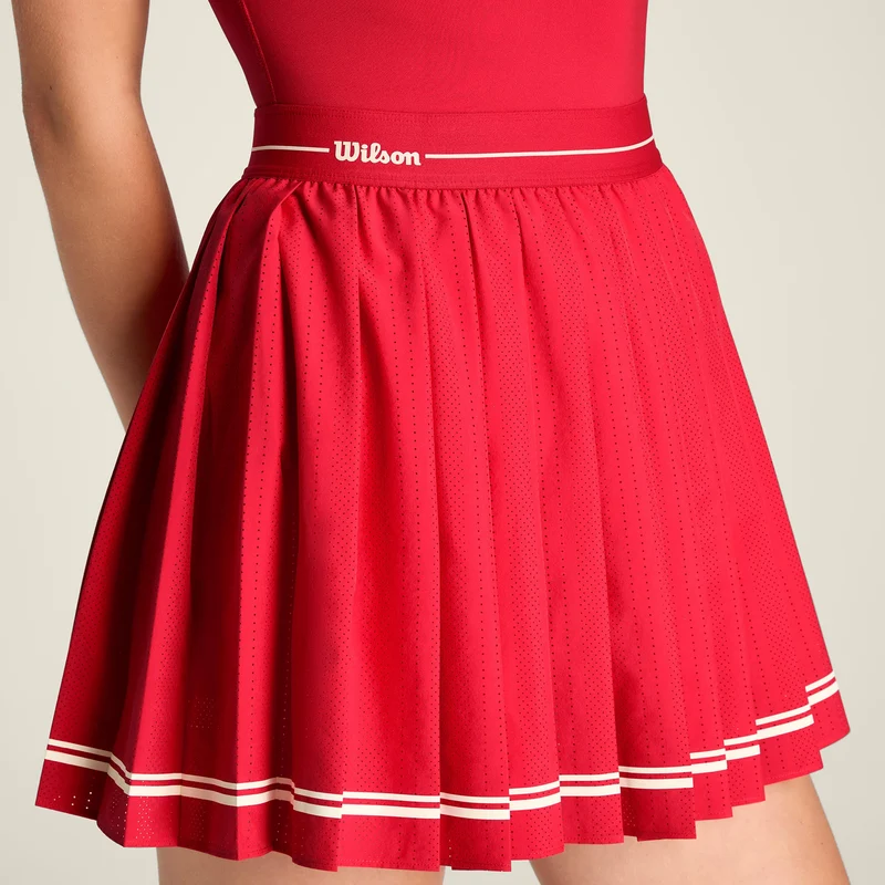 Laser Cut Pleat Kleid Damen - rot