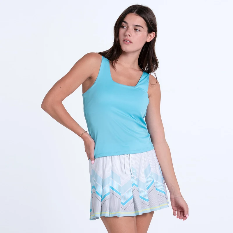 Squared Up Tank-Top Damen - blau, weiß