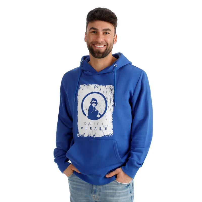 Crush Scraped Hoody Herren-blau, weiß