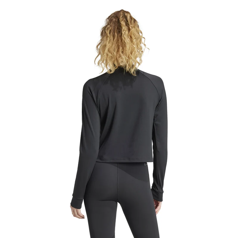 Essentials 1/4 Zip Longsleeve Damen-Schwarz