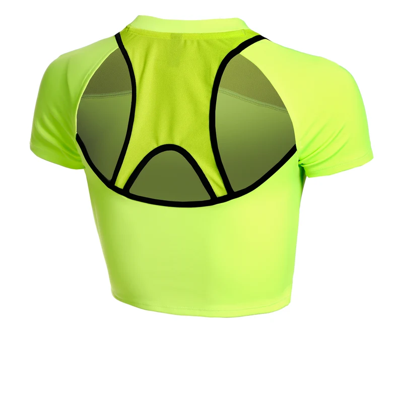 Run Anywhere Crop Laufshirt Damen-Grün,Schwarz