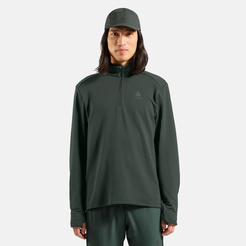 Essential Thermal Midlayer 1/2 Zip Laufshirt Herren - oliv