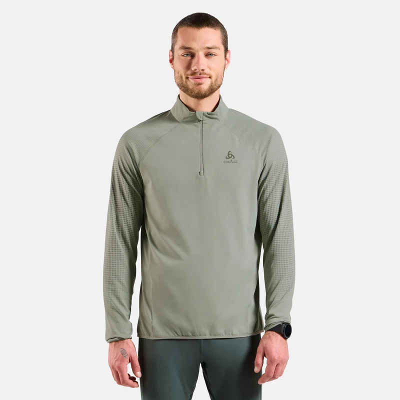 Zeroweight Warm Mid Layer 1/2 Zip Laufshirt Herren - oliv