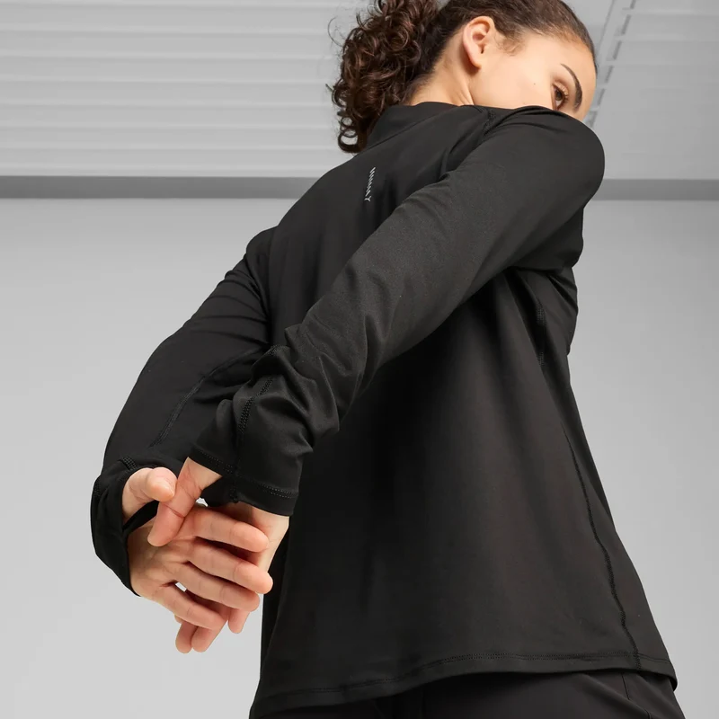 Velocity Cloudspun 1/4 Zip Laufshirt Damen - schwarz