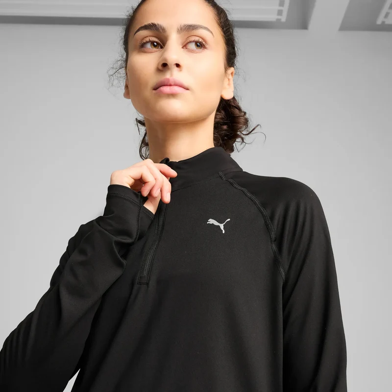 Velocity Cloudspun 1/4 Zip Laufshirt Damen - schwarz
