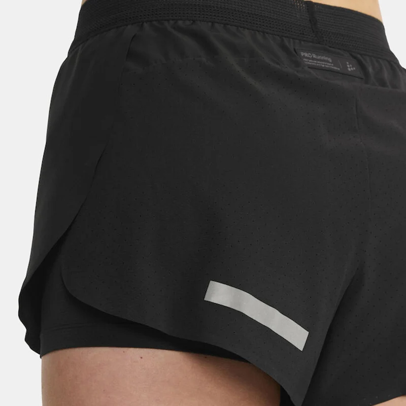 Pro Hypervent Split 2 Laufshorts Damen-Schwarz