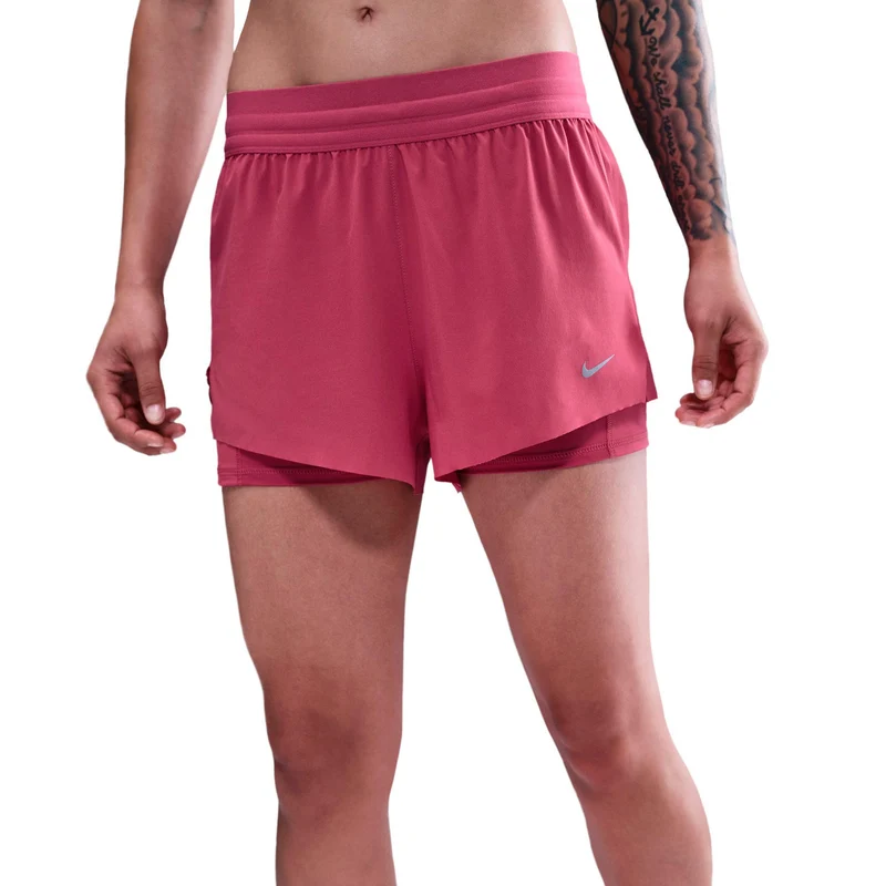 Swift 2in1 Laufshorts Damen - berry, silber