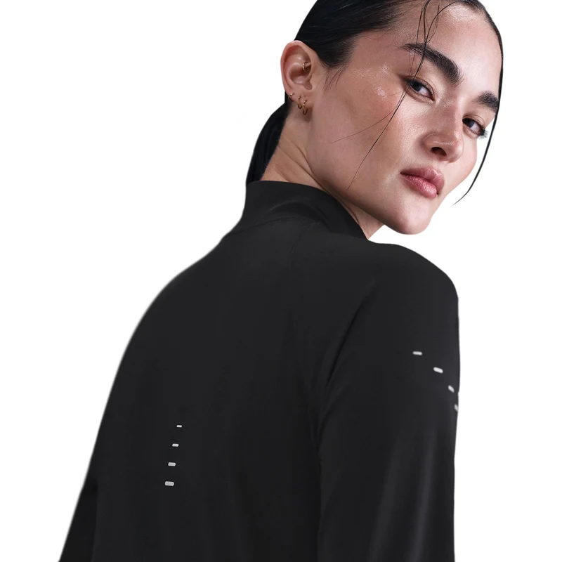 Swift Half-Zip Laufshirt Damen-Schwarz,Silber