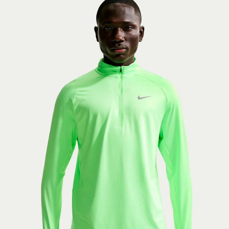 Stride Half-Zip Laufshirt Herren - hellgrün, silber
