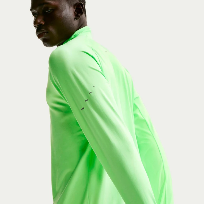 Stride Half-Zip Laufshirt Herren - hellgrün, silber